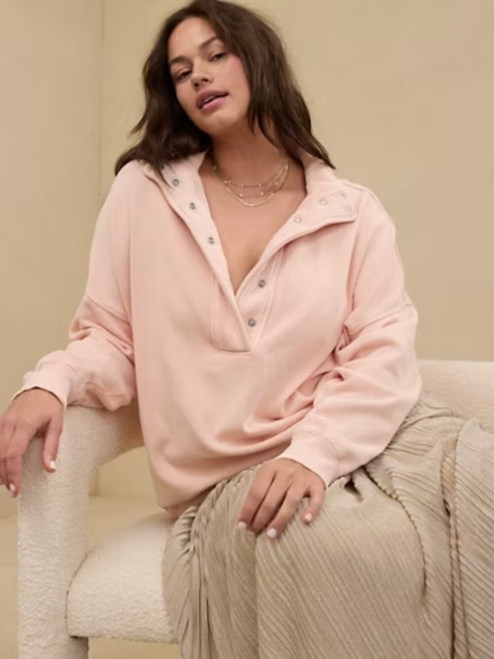 Aerie Women's Candy Pink Towel Terry Snap-Button Drop SweatShirt Size XXS